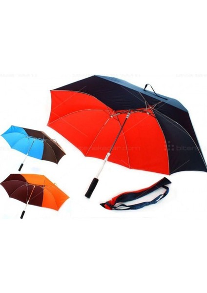 Kırmızı Çift Kişilik Büyük Yağmur Koruma Şemsiyesi, Şık ve Güçlü Tasarım