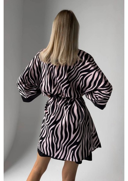 Pudra Siyah Leopar Dijital Baskılı Gecelik & Pudra Siyah fırsatları