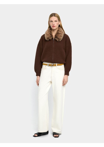 Suni Kürk Yakalı Örme Hırka fiyatları