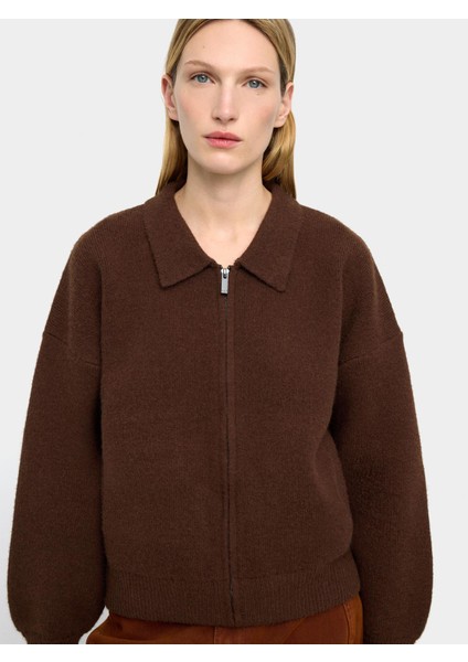 Suni Kürk Yakalı Örme Hırka fırsatları