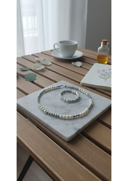 Esu Gümüş ve Inci Detay Kolye Bıleklık Set fırsatları