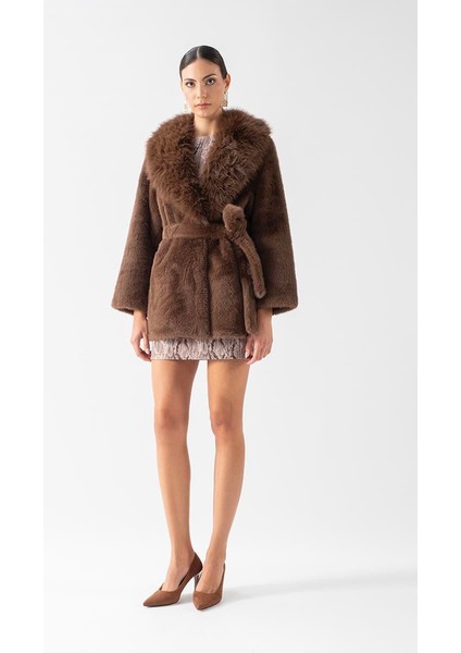 Fioravanti Şal Yaka Peluş Kuşaklı Kaban Kahve fiyatları