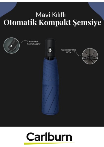 Lacivert, 8 Telli, Otomatik, Su Geçirmez, Rüzgar Dayanıklı, Kompakt Şemsiye fiyatları