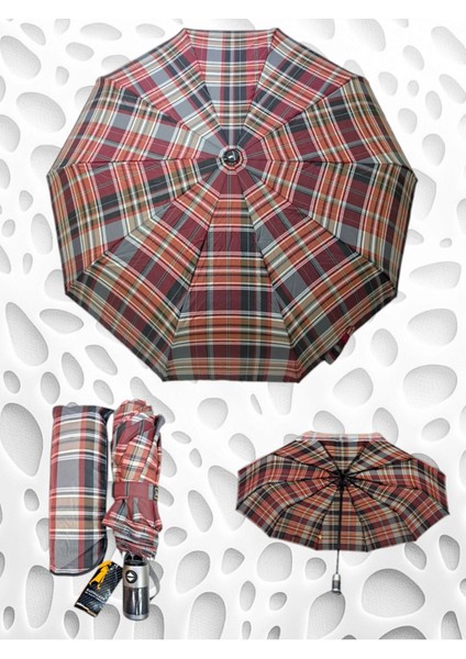 Rüzgarda Kırılmayan 10 Telli Tam Otomatik Şemsiye, Çok Renkli ve Dayanıklı Tasarım