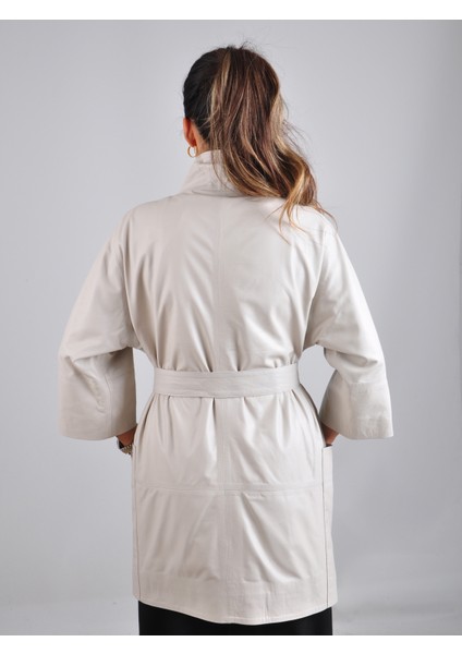 hakiki kuzu derisi kaban çıtçıtlı kemerli oversize