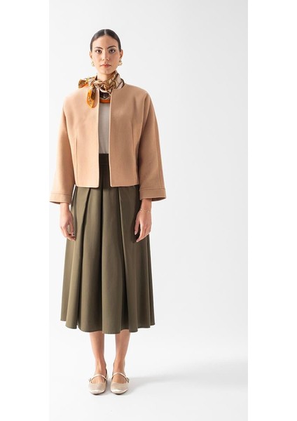 Flenery Yakasız Yarasa Kol Kap Camel