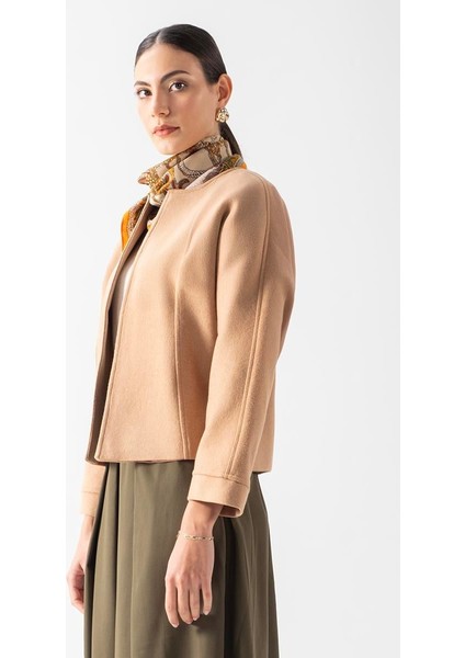 Flenery Yakasız Yarasa Kol Kap Camel fiyatları