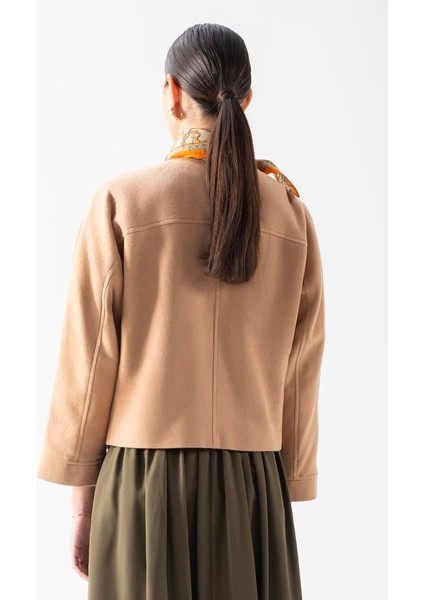 Flenery Yakasız Yarasa Kol Kap Camel modelleri