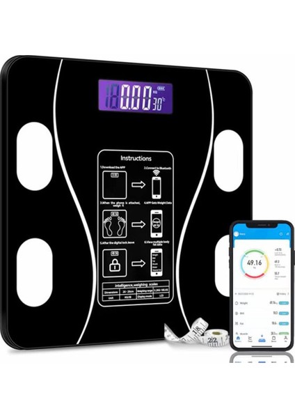 Akıllı Bluetooth Dijital Vücut Analiz Baskülü - Yağ-Kas-Su Ölçümü, Mobil Uygulama Destekli fırsatları
