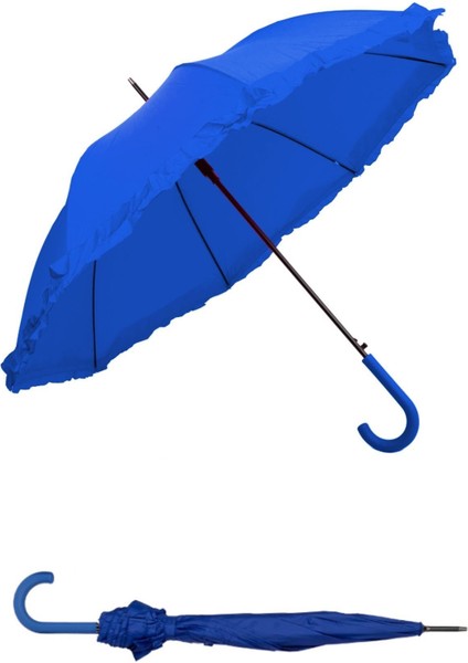 Mavi Kadın Şemsiye, Rüzgara Dayanıklı, Fiber Telli, Hafif ve Şık Tasarım