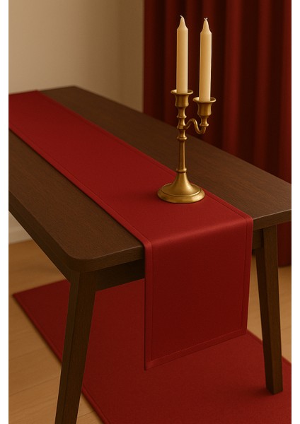 Saten Dokulu Bordo Runner , Masa Örtüsü, Amerikan Servis modelleri