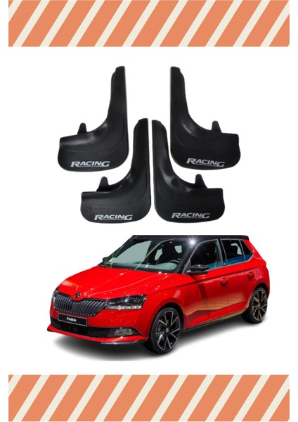 Skoda Fabia Racing Yazılı 4'lü Tozluk Çamurluk Paçalık