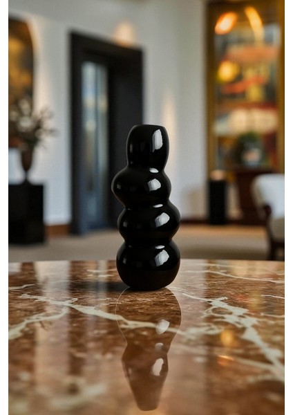 Modern Siyah Dekoratif Obje – Seramik Vazo Biblo |salon Konsol Ofis Masa Üstü Aksesuarı 17 x 8 cm fiyatları