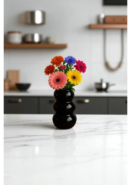 Modern Siyah Dekoratif Obje – Seramik Vazo Biblo |salon Konsol Ofis Masa Üstü Aksesuarı 17 x 8 cm modelleri
