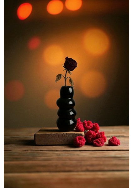 Modern Siyah Dekoratif Obje – Seramik Vazo Biblo |salon Konsol Ofis Masa Üstü Aksesuarı 17 x 8 cm fırsatları