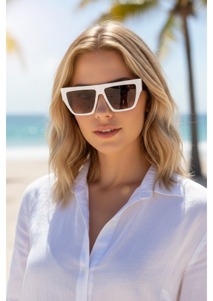 Comcarrox-K Kadın Beyaz Güneş Gözlüğü Büyük Lensli UV400 Cr-39 Lens fırsatları