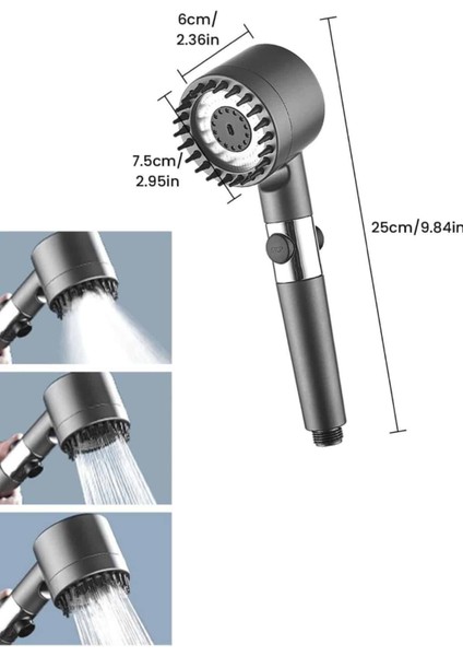 Yeni Nesil Duş Başlığı Paslanmaz Çelik Masaj Etkili Ergonomik Tasarım Su Bas? - SB001M-47T7L indirimleri