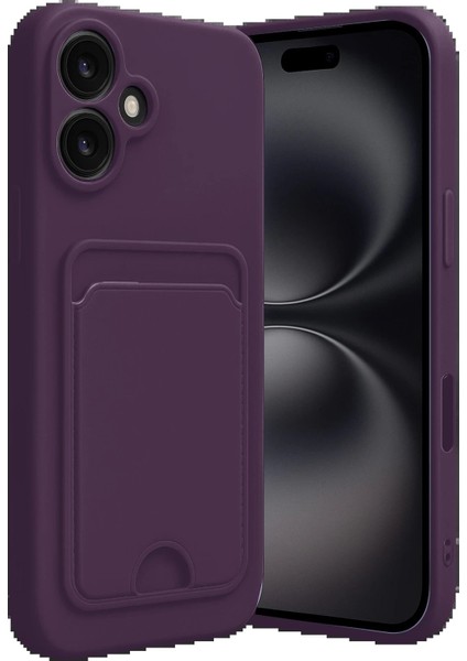 iPhone 16 Kılıf Kelvin Kartvizitli Silikon - Derin MOR-(5796) - SB001M-48EJK7