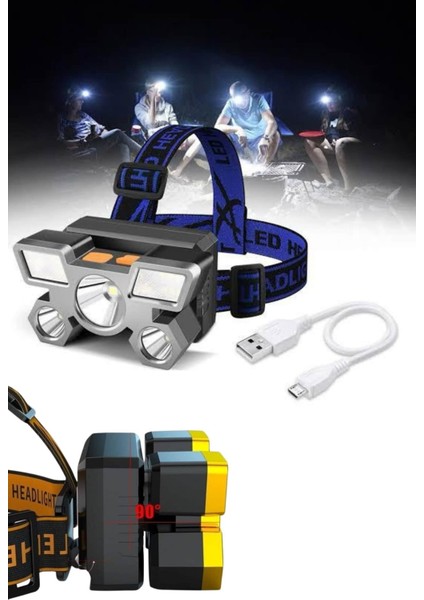 Kafa Lambası 800 Lümen 4 Mod Yüksek Işık Flaşörlü Şarjlı LED Lamba - SB001M-47T5E1 modelleri