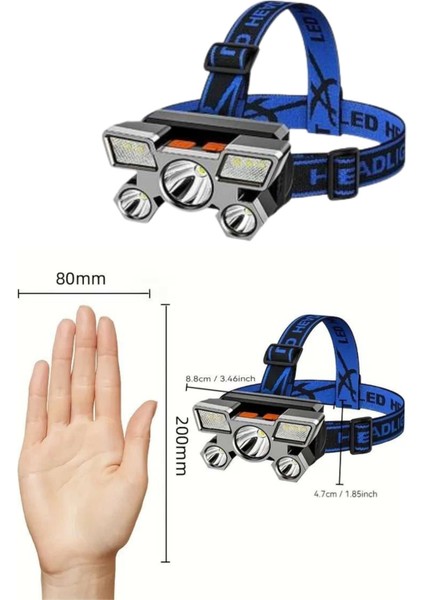 Kafa Lambası 800 Lümen 4 Mod Yüksek Işık Flaşörlü Şarjlı LED Lamba - SB001M-47T5E1 fırsatları
