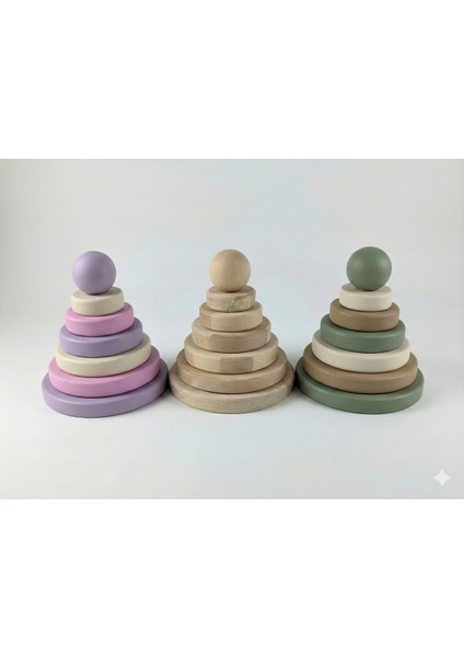 Yerli Üretim Ahşap Montessori Oyuncak – Doğal Kayın Ahşabı, Eğitici Halka Dizme Oyunu