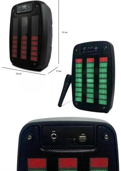 Bluetooth Hoparlör Taşınabilir Şarjlı Işıklı Büyük Boy Yüksek Ses Kalitel - SB001M-47X18 modelleri