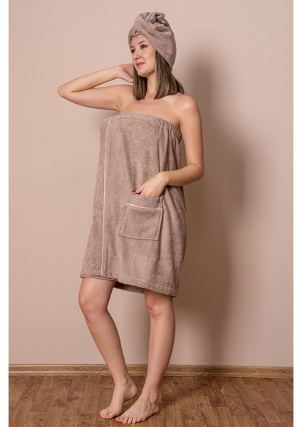 Sauna Seti – Çıtçıtlı Banyo Havlusu & Düğmeli Baş Havlusu (Bone) fiyatları