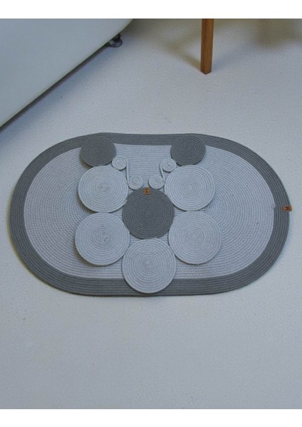 Banyo Paspas Seti 2'li Oval Model (60X100 ve 51X60 Cm) | Modern Tarz Hasır Görünümlü modelleri