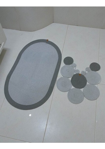 Banyo Paspas Seti 2'li Oval Model (60X100 ve 51X60 Cm) | Modern Tarz Hasır Görünümlü fırsatları