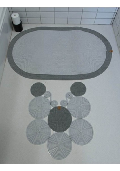 Banyo Paspas Seti 2'li Oval Model (60X100 ve 51X60 Cm) | Modern Tarz Hasır Görünümlü indirimleri