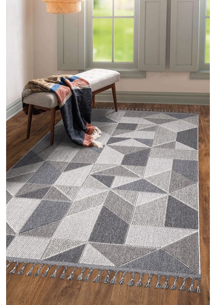 Fez 3002 Mavi Halı Iskandinav Bukle Dokuma Serisi Salon Oturma Yatak Odası Yolluk Kesme Halısı