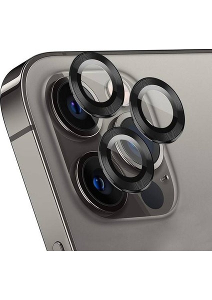 Apple iPhone 15 Pro Max 6.7'' Metal Çerçeveli Kamera Koruma Lensi Siyah
