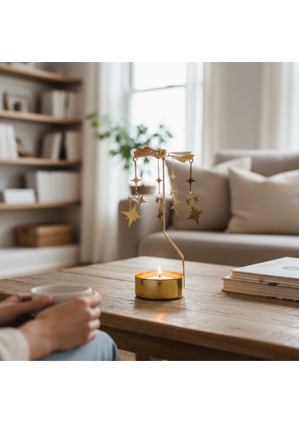 Isı Ile Dönen Dekoratif Yıldız Tasarımlı Metal Tealight Mumluk fiyatları