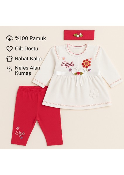 Kız Bebek 3’lü Takım – %100 Pamuk, Cilt Dostu, Rahat Kalıp, Nefes Alan Kumaş modelleri