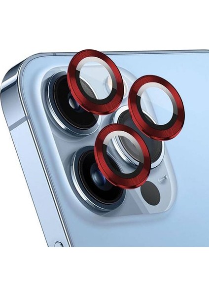 Apple iPhone 14 Pro 6.1'' Metal Çerçeveli Kamera Koruma Lensi Kırmızı