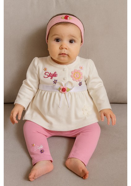 Kız Bebek 3’lü Takım – %100 Pamuk, Cilt Dostu, Rahat Kalıp, Nefes Alan Kumaş