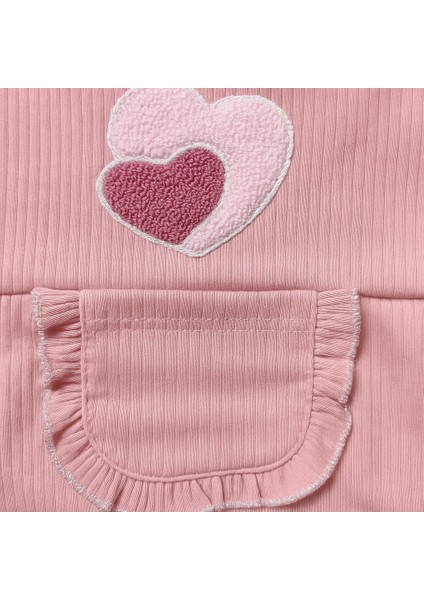 Bebek Kız 3'lü Tulum Takımı - Kalp Desenli Badikırmızısalopet ve Çorap Seti Pamuklu modelleri