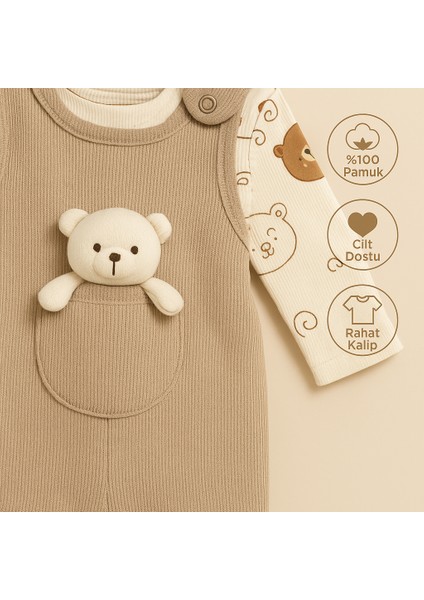 %100 Pamuk Cilt Dostu Bebek Tulum Seti – Ayıcık Cepli, Iç Bodyli modelleri