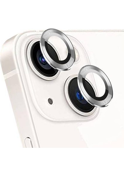 Apple iPhone 15 Plus 6.7'' Metal Çerçeveli Kamera Koruma Lensi Gümüş
