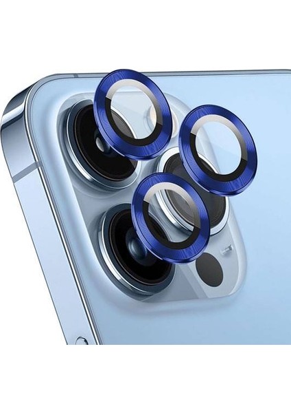 Apple iPhone 15 Pro 6.1'' Metal Çerçeveli Kamera Koruma Lensi Lacivert