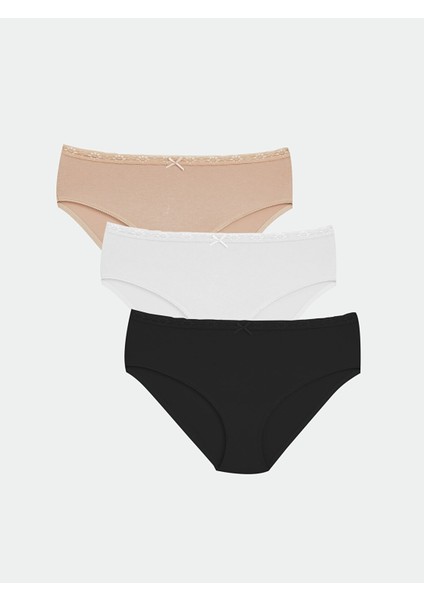 Yeni Sezon Dantel Detaylı Bikini Külot 3'lü