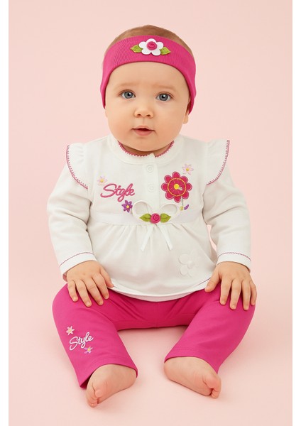 Kız Bebek 3’lü Takım – %100 Pamuk, Cilt Dostu, Rahat Kalıp, Nefes Alan Kumaş