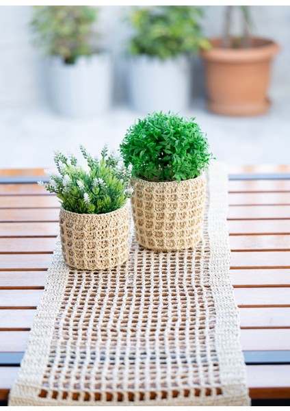 El Örgüsü Hasır Dokulu Dekoratif Set: Doğal Ev Havası