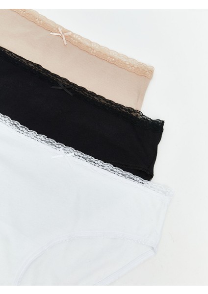 Yeni Sezon Dantel Detaylı Bikini Külot 3'lü modelleri