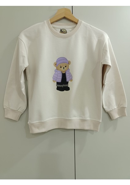 Sevimli Ayıcık Baskılı Pamuklu Kız Çocuk Sweatshirt