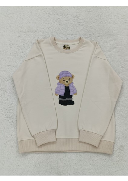 Sevimli Ayıcık Baskılı Pamuklu Kız Çocuk Sweatshirt modelleri