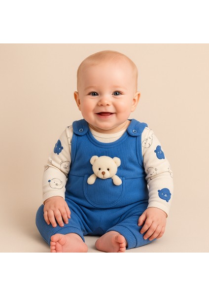%100 Pamuk Cilt Dostu Bebek Tulum Seti – Ayıcık Cepli, Iç Bodyli