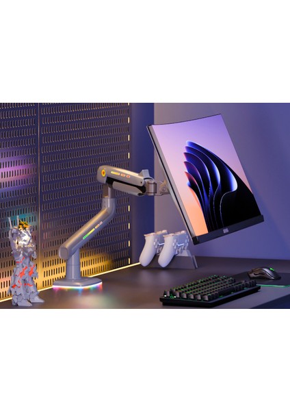 North Bayou F5-Gaming, 2-20 kg Uyumlu, 27INCH-60INCH Aralığında Büyük Ekranlar Için Profesyonel Ergonomik Oyuncu Monitör Standı ve Iş Monitör Standı