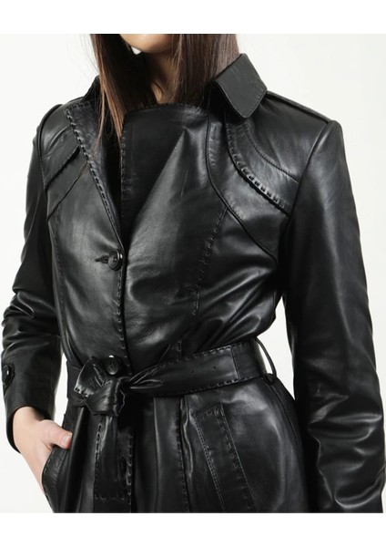 hakiki deri kuzu derisi kadın uzun kaban