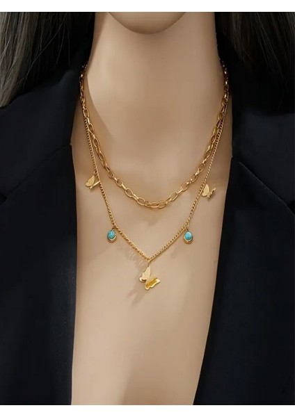 316L Paslanmaz Çelik Kelebek Kolye